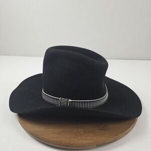 Bailey Hat Cowboy Fitted Mens 7 1/8 Black Dura-Felt Lined Western Wide Brim